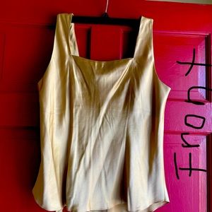 100% Charmeuse Silk sleeveless top in antique gold
